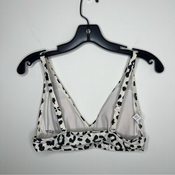 AE Aerie Scoop Bikini Top Size Medium White Black Leopard Print - Picture 3 of 8